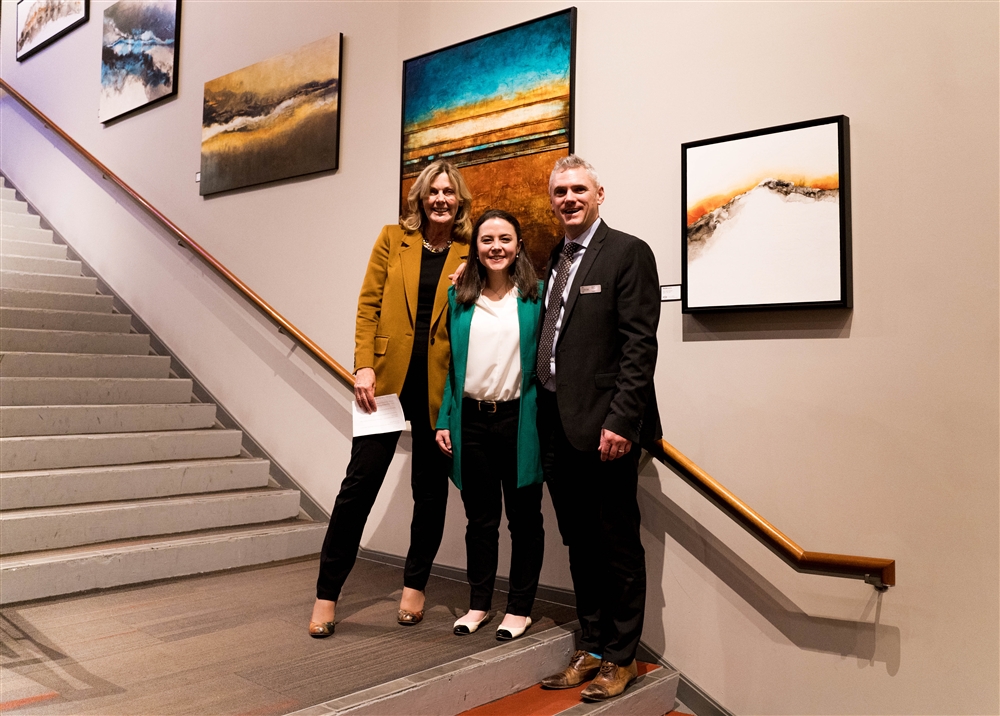 Sharon and Brent welcome speaker Julia Dhar to Connects 2019