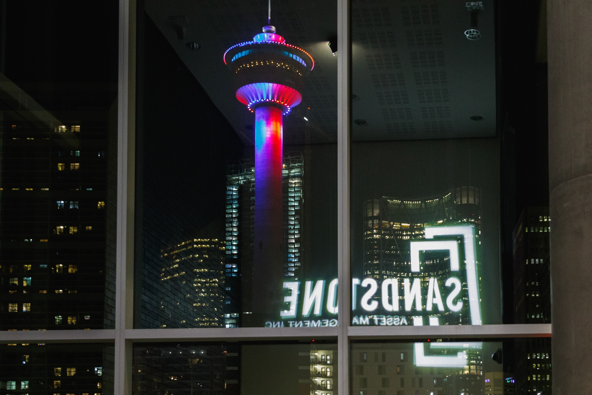 Calgary Tower at night - as seen from OUTLOOK 2019